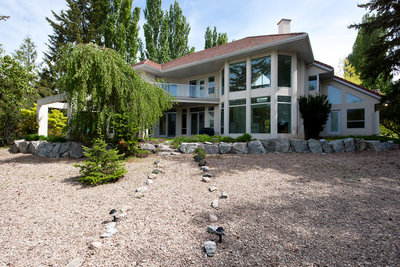 Front view of a luxury home for sale in Lake Country, Okanagan