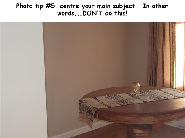 kitchen table not centred