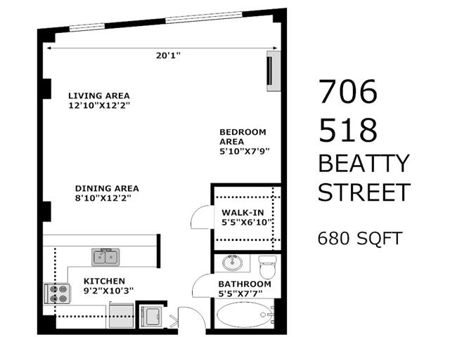 #706-518 Beatty Street - Floor Plan - Crosstown Vancouver Lofts