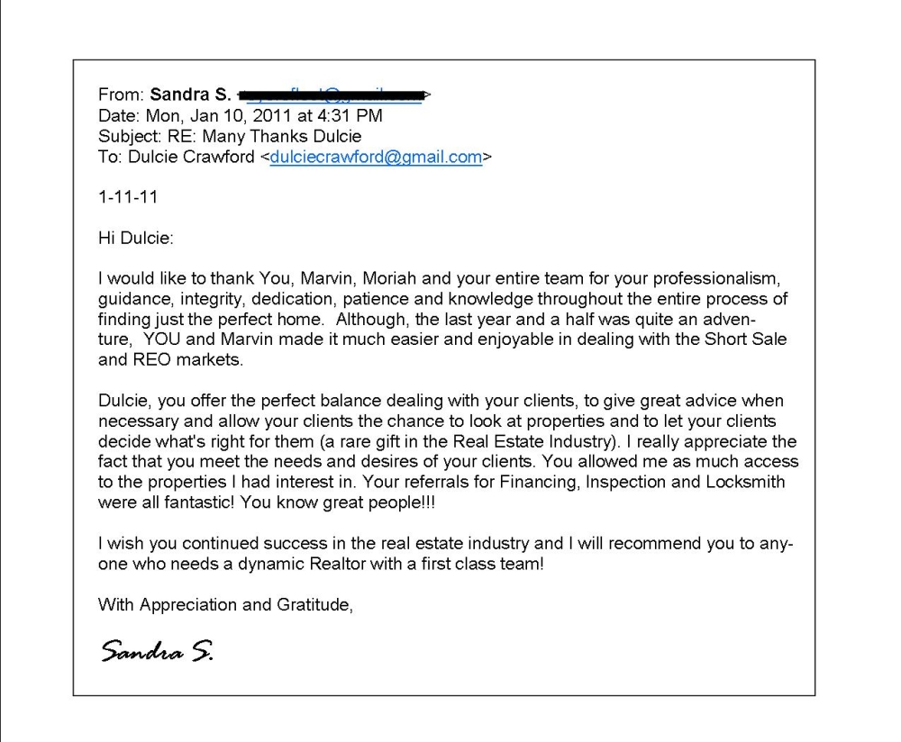 Sandra Sax letter