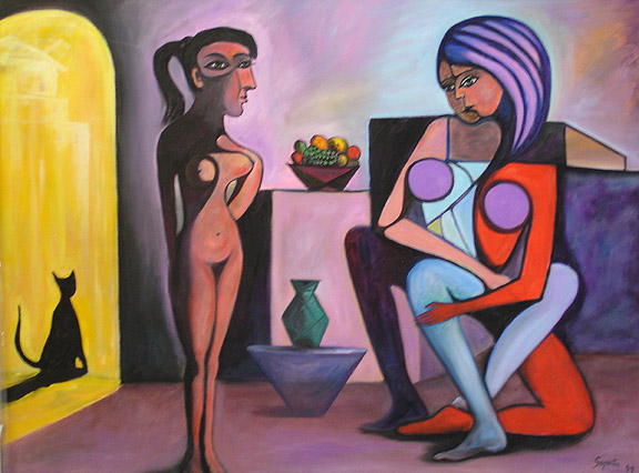 Mujer Irani con gato  36x48.jpg