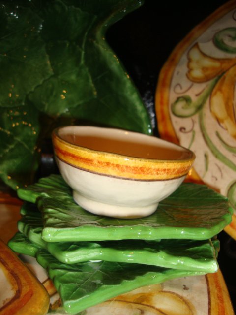 Vietri Dipping Bowl and Leaf Plates