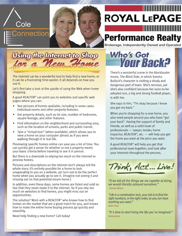 April 2011 ColeConnection.ca Team Newsletter