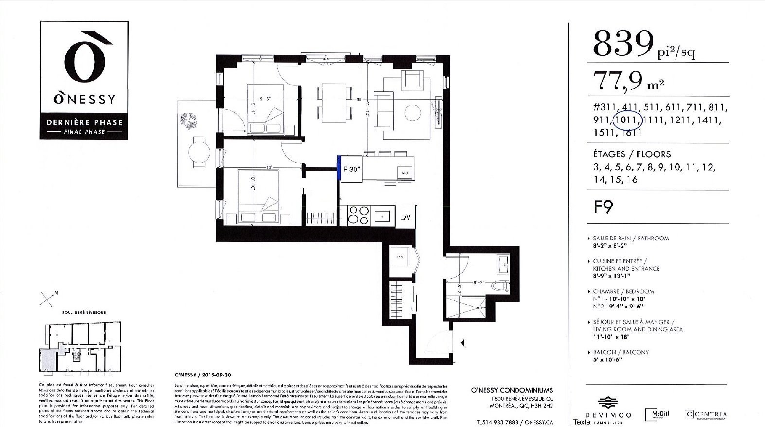 Montréal (Ville-Marie) Condo for rent:  2 bedroom 71.10 MC (Listed 2021-08-31)